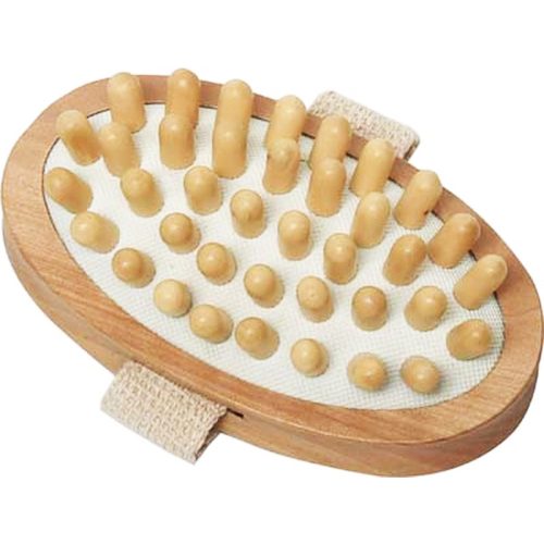 Anti-cellulitis handborstel met houten noppen HOUTEN BODY MASSAGE BRUSH OVAL SHAPE - NATURAL