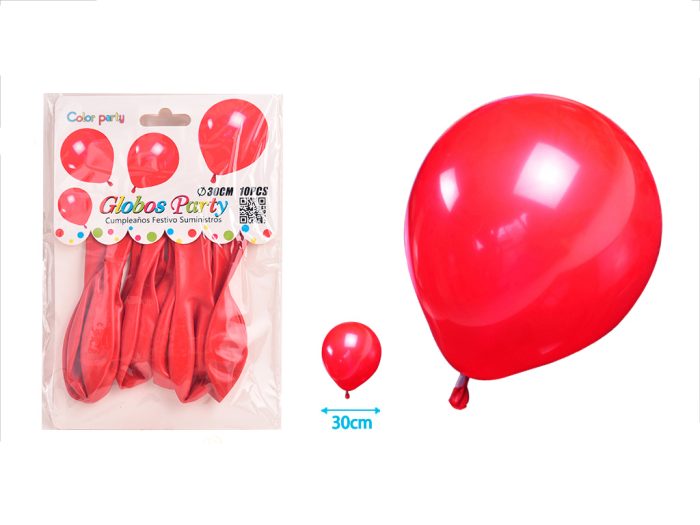 BALLON ROOD 30CM 10ST