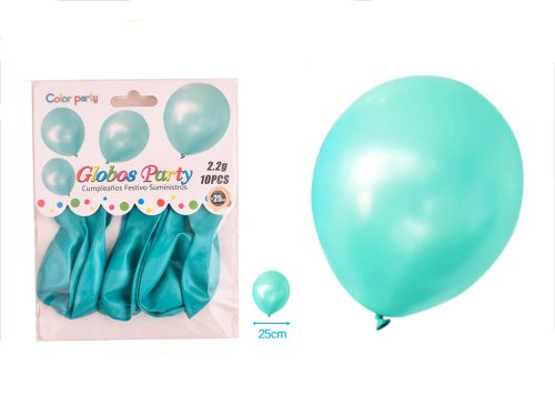 BALLON TURQUOISE METALLIC 30CM 10ST