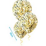 Confetti ballonnen 35cm met zwarte en gouden confetti Ballonnen m/confetti goud/zw glitters 3st