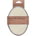 Massagehandschoen loofah-bamboe crème/taupe (Maat L) EXFOLIATING MASSAGE PAD FOR BODY BAMBOO/LOOFAH BIG SIZE - CREAM/TAUPE