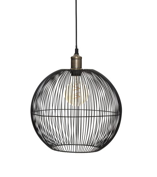 Metalen bedrade hanglamp bol “Noa” zwart D34cmHanglamp zwart bol Ø34cm NOA