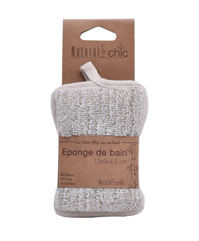 Tweezijdig badspons bamboe-katoen taupe/crème BADSPONS BAMBOO/COTTON SMALL SIZE - CREAM/TAUPE