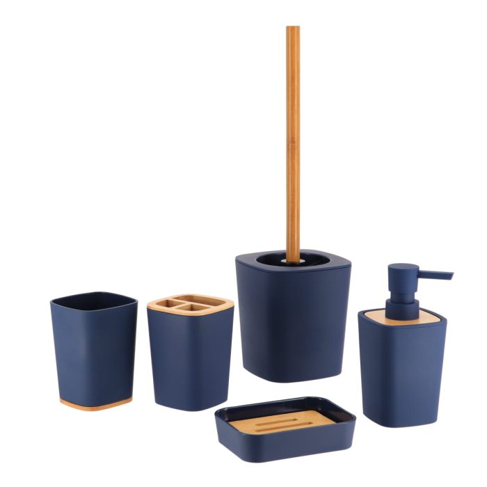 RUBBER TUMBLER + ABS AND BAMBOO - NAVY BLUE