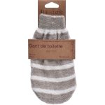 Washandje linnen/katoen gestreept taupe/crème LINEN WASHCLOTH/COTTON STRIPED - TAUPE/CREAM