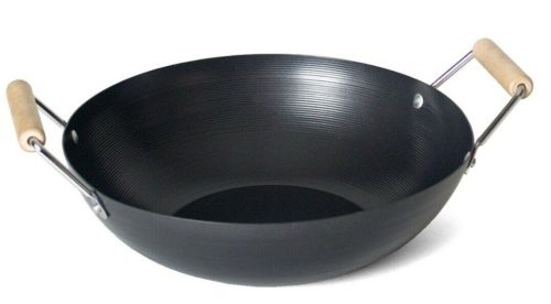 WOK M/HOUTEN HANDVATEN 28CM