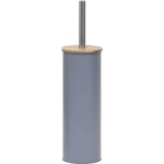 Toiletborstel met houder metaal-bamboe grijs naturel METAL TOILET BRUSH WITH BAMBOO COVER - GREY