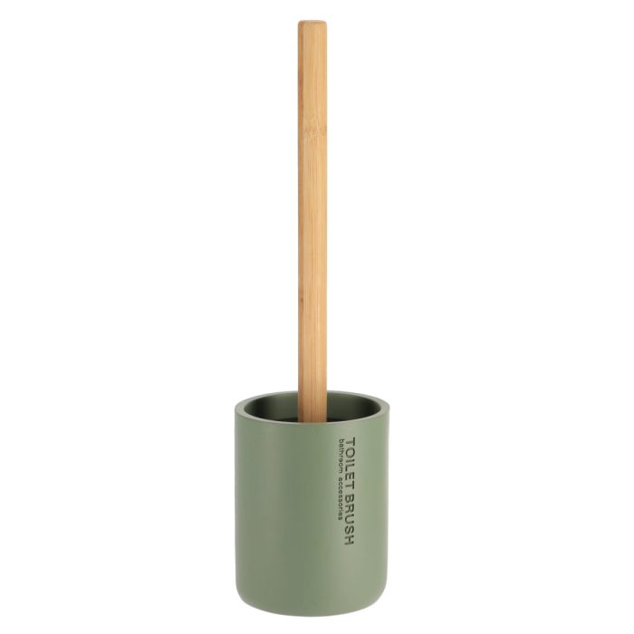 oiletborstel met houder polyresin kakigroen naturel POLYRESIN TOILET BRUSH - KAKI/BAMBOO