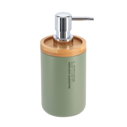 Zeepdispenser polyresin kakigroen naturel 280ml POLYRESIN SOAP DISPENSER - KAKI/BAMBOO