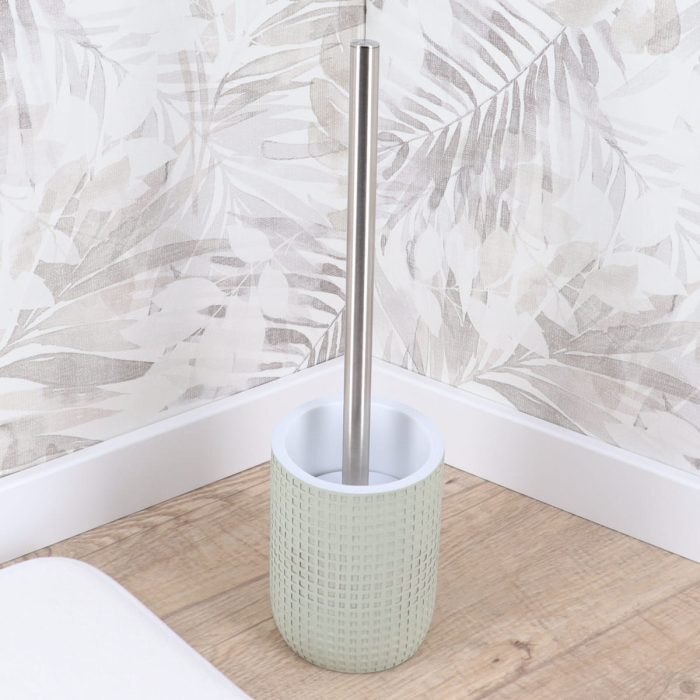 POLYRESIN TOILET BRUSH SQUARE DESIGN- SAGE GREEN