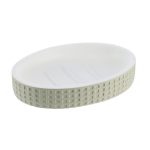 Ovale design zeephouder geruit polyresin salie groen-wit zeep OVAL POLYRESIN SOAP DISH SQUARE DESIGN - SAGE GREEN