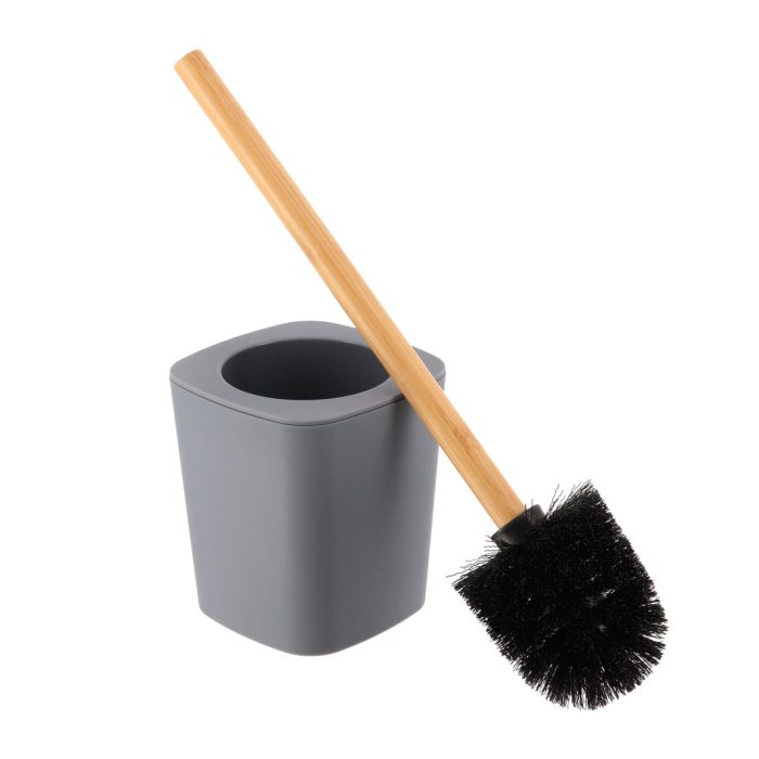 RUBBER TOILET BRUSH + ABS AND BAMBOO STEM - GREY