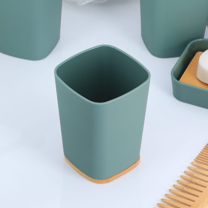 RUBBER TUMBLER + ABS AND BAMBOO - SAGE GREEN