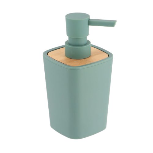 RUBBER SOAP DISPENSER + ABS AND BAMBOO 380 ML - SAGE GREEN