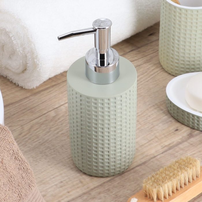 POLYRESIN SOAP DISPENSER SQUARE DESIGN - SAGE GREEN