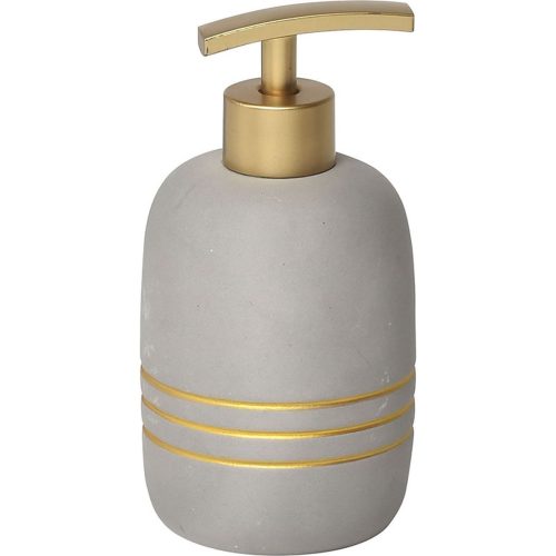 Zeepdispenser stoneware grijs-goud 400ml STONEWARE SOAP DISPENSER WITH GOLD STRIPES - GREY