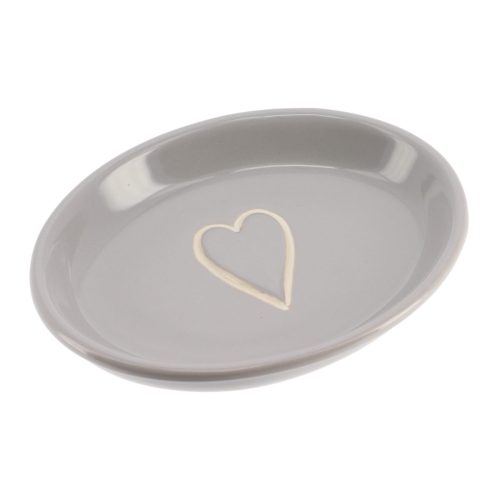 Zeephouder stoneware hartje grijs-wit STONEWARE SOAP DISH HEART DESIGN - GREY