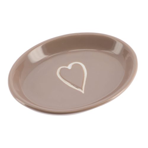 Zeephouder stoneware hartje taupe-wit STONEWARE SOAP DISH HEART DESIGN - TAUPE