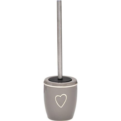 Toiletborstel met houder stoneware hartje STONEWARE TOILET BRUSH HEART DESIGN - TAUPE