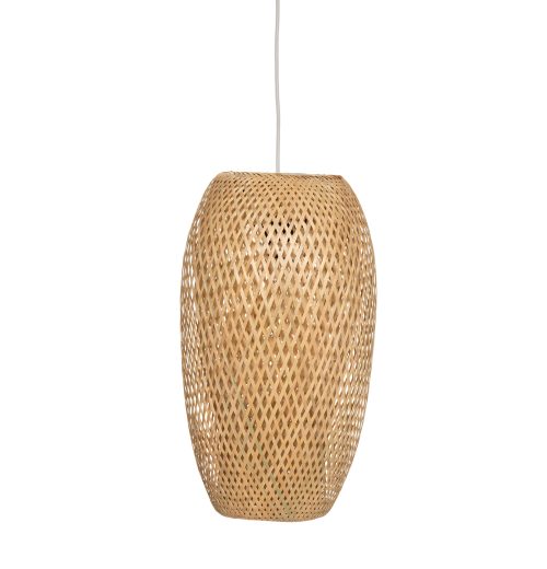 Gevlochten hanglamp bamboe D25cm Hanglamp gevlochten bamboe Ø25cm geweven handgevlochten plafondlamp riet zeegras papier bruin beige bohemian industrieel