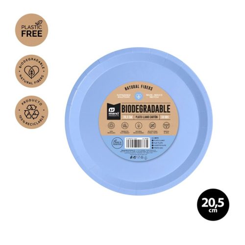 Rond Afbreekbaar Plat Bord pastelblauw Ø20,5cm Papier 10 st