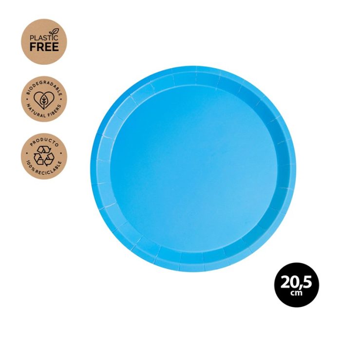 Rond Afbreekbaar Plat Bord Blauw Ø20,5cm Papier 10 st