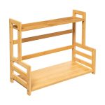 Opbergplank opbergrek kruidenrek organizer keuken hout plantenrek beige naturel bruin bamboe