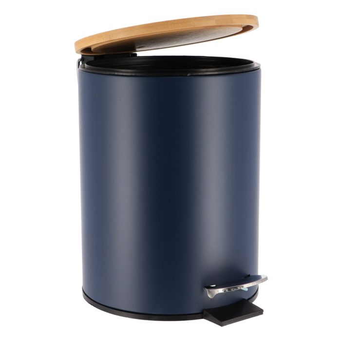 METAL DUSTBIN SOFT CLOSE 2,5L- BLUE / BAMBOO