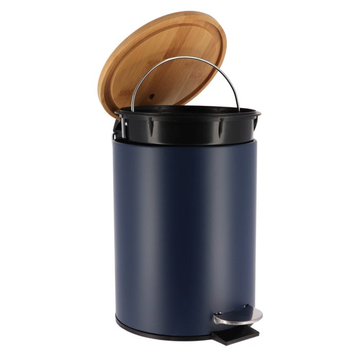 METAL DUSTBIN SOFT CLOSE 2,5L- BLUE / BAMBOO