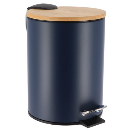 METAL DUSTBIN SOFT CLOSE 2,5L- BLUE / BAMBOO