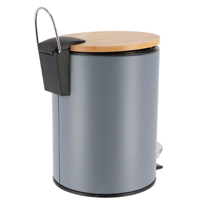 METAL DUSTBIN SOFT CLOSE 2,5L- GREY / BAMBOO