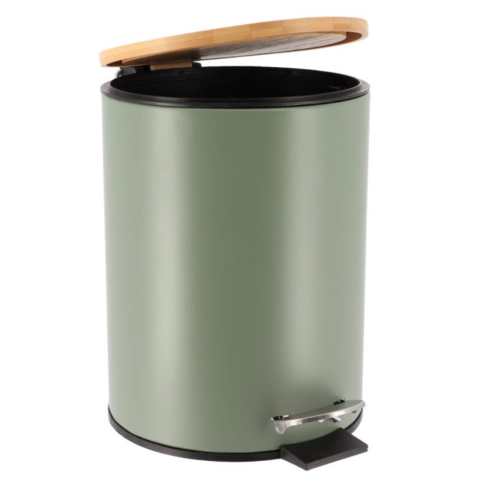 METAL WASTEBIN SOFT CLOSE - KAKI/BAMBOO