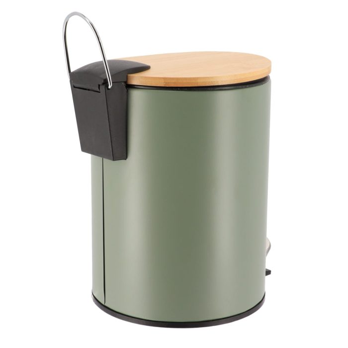 METAL WASTEBIN SOFT CLOSE - KAKI/BAMBOO