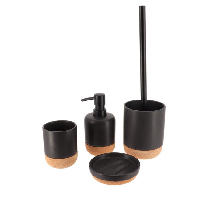 DOLOMIT AND CORK ROND TOILET BRUSH - BLACK/CORK