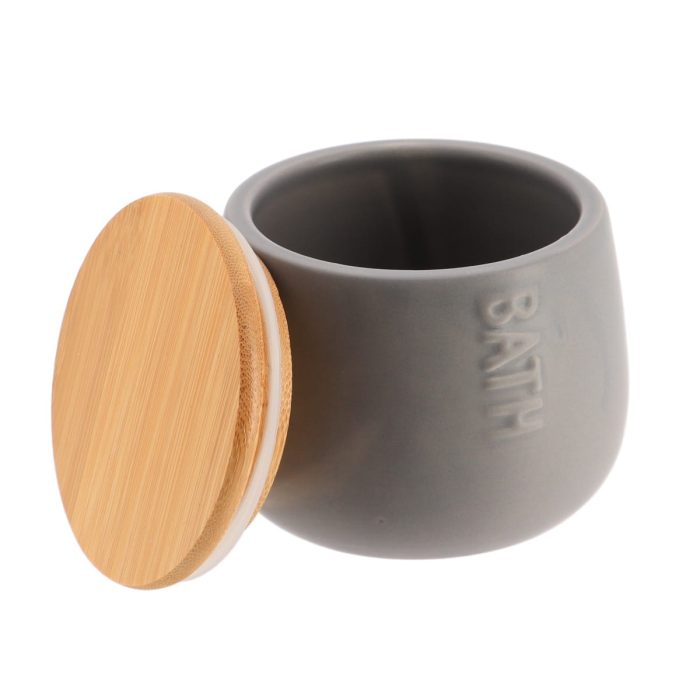 COTTON POT dolomite BAMBOO COVER GRIJS/BAMBOE