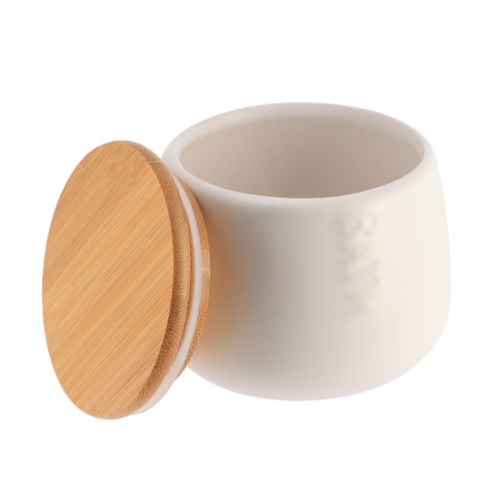 DOLOMITE COTTON JAR BATH + BAMBOO COVER - WHITE/BAMBOO