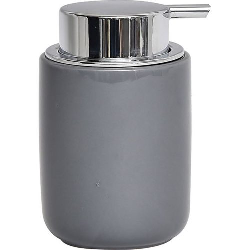 DOLOMITE ROUND SOAP DISPENSER WITH CHROME PUMP - GREY