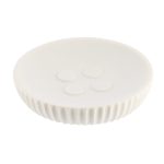 ROUND POLYRESIN SOAP DISH WITH STRIPES - WHITE