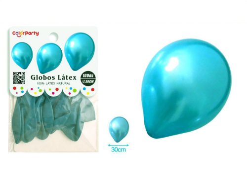 BALLON appelblauw/zeegroen 30CM 10ST