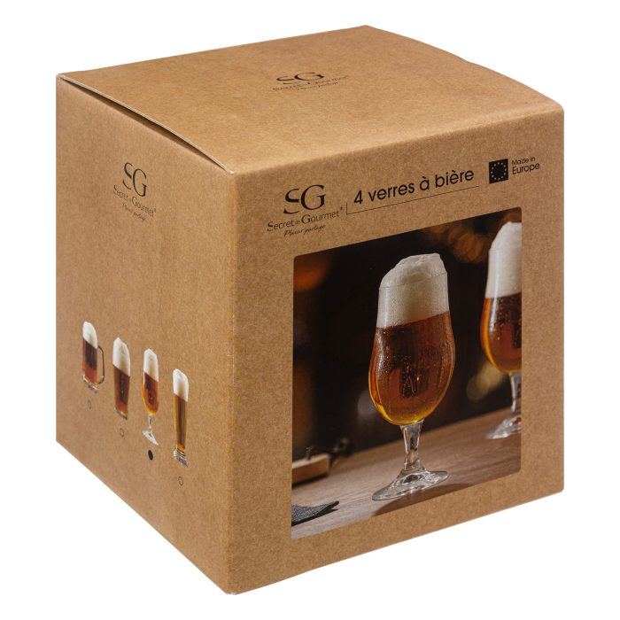 BIER GLAS X4 M/VOET 37CL