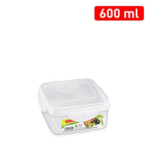 Vershoudbak vierkant met klik deksel 600ml